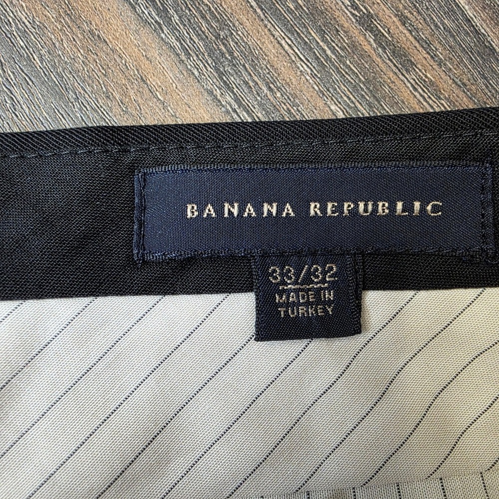 Banana Republic Mens 100% Wool Dress Pants Black Flat Front Straight 33x32 - Picture 3 of 10